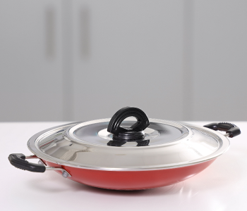 Express Delivery - Royalford RF5758 23cm Nonstick Appam Pan with Lid - Red and  Silver - ID 36476