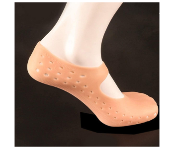 Silicone Socks Moisturizing Gel Open Toe Socks With Breathable Hole For Women - Beige in OMAN