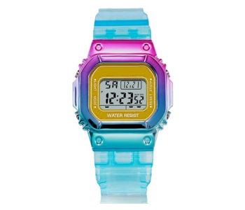 Express Delivery - Multifunction Waterproof Watches Gradient Rectangle Unisex - Cyan - ID 51371