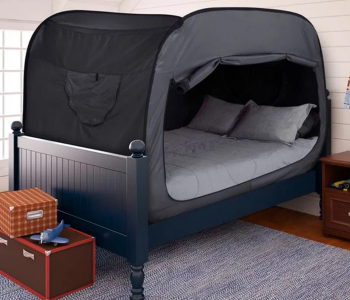Express Delivery - Privacy Pop Bed Tent Double Size with Double Sided Zippers FBT-221 Black - ID 75353