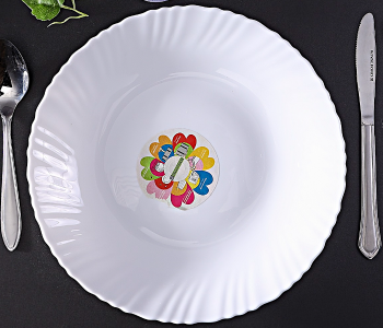 Royalford RF4525 10.5-inch Opal Ware Spin Dinner Plate 3 Pieces- White in UAE