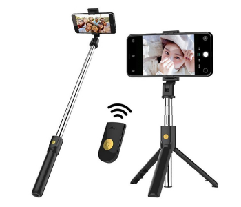 K07 Wireless Shutter Bluetooth 4.0 Bluetooth Selfie Stick For Mobile Phone-Black in KSA