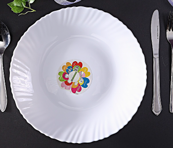Royalford RF4525 10.5-inch Opal Ware Spin Dinner Plate - White in UAE