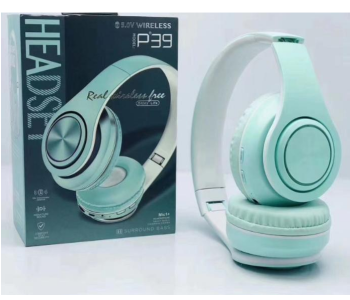 Express Delivery - P39 Macaron Colored Hi-Fi Bluetooth Heavy Bass Wireless Headphones - Blue - ID 78657