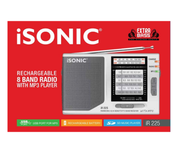 ISonic IR 225 8 Band Rechargeable Radio With Mp3 Player - Silver in UAE