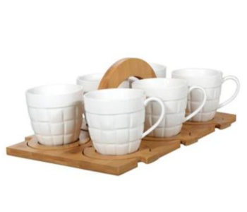 Royalford RF9635 260ml 13 Pcs Porcelain Tea Set With Stand-White in UAE