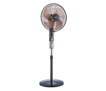 Isonic IF 320 16 Inches 5 Blade Leaf 45W Aerodynamic Design Stand Fan With Remort Controler - Black And Brown in UAE