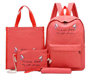 4 Pieces Rozid Elle Casual Backpack For Women - Pink in KSA