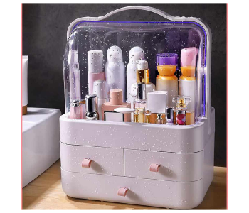 Plastic Cosmetic Drawer Storage Box Makeup Bathroom Storage Case - White in OMAN