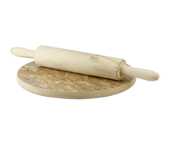 Taqdeer WR-7851 10-inch Wooden Roti Presser With Rolling Pin - Brown in UAE