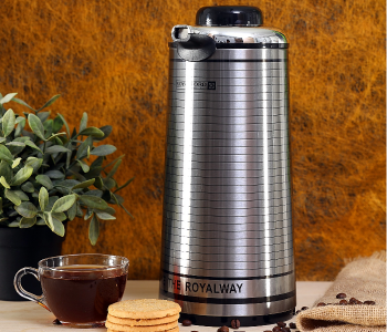 Royalford RF5754 1.6 Litre Glass Vacuum Flask - Silver & Black in KSA