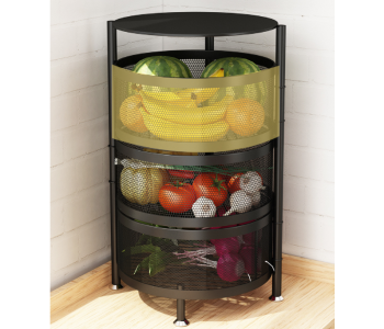 Express Delivery - 3 Tier Multilayer Rotating Kitchen Shelf - Black - ID 79188