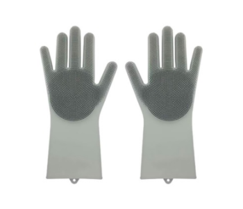 RMM6102 Reusable Cleaning Magic Brush Silicone Gloves - Grey in KSA