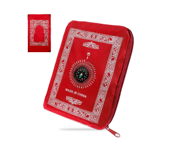 Noor NRPM9975R Musalla Portable Pocket Prayer Mat With Compass Qibla Finder For Islamic Prayer- Red in UAE