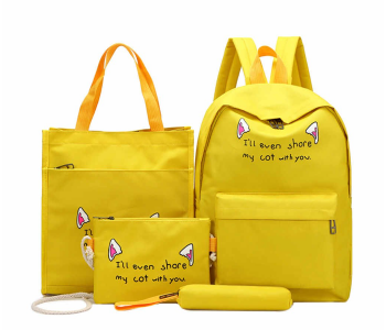 4 Pieces Rozid Elle Casual Backpack For Women - Yellow in KSA