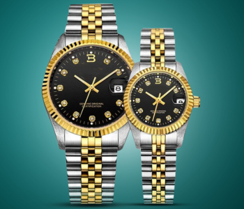 Express Delivery - Casual Couple 1515 Watches for Women and Men Analog Quartz Wrist Watch - Black - ID 78635