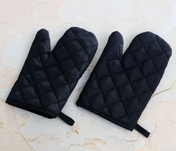 Express Delivery - Royalford RF9698 2Pieces Cotton Oven Mitts- Black - ID 79009