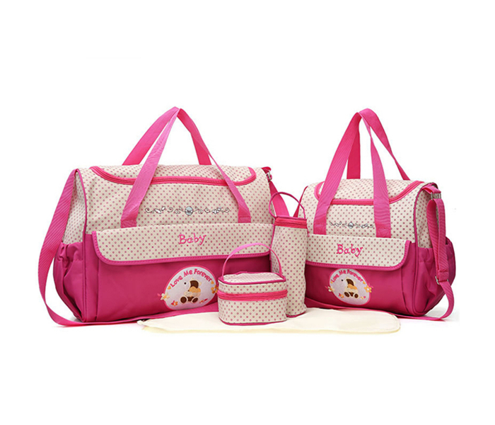 Express Delivery - Kidle 8804T Set of 5 Piece Baby Diaper Bag - Pink - ID 77003