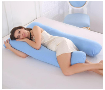 Express Delivery - ShowTop U Shaped Bedding Maternity Pillow for Pregnant Women with Removable Jersey - Blue - ID 83117