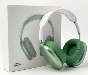 Express Delivery - Air Pro Max P9 HD Wireless Bluetooth Headset with FM Radio Mic and Support Micro SD Card- Green - ID 80207