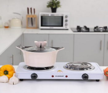 Express Delivery - Olsenmark OMHP2244 1000W Double Spiral Hot Electric Plate - White - ID 80833