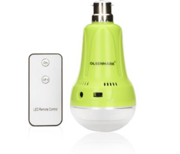 Express Delivery - Olsenmark OMESL2796  5w Rechargeable Led Bulb 2400mah Battery Portable with Remote  - White and Green - ID 80831