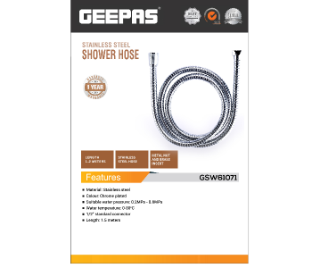 Geepas GSW61071 1.5 Meter Shower Hose - Silver in UAE