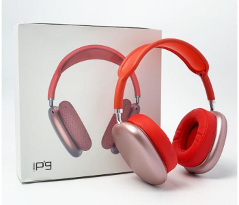 Express Delivery - Air Pro Max P9 HD Wireless Bluetooth Headset with FM Radio Mic and Support Micro SD Card- Red - ID 80209