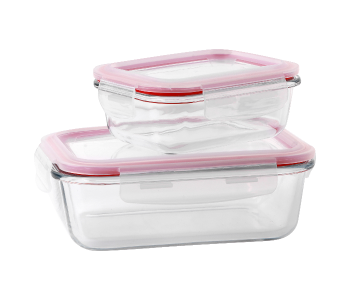 Delcasa DC1886 2 Pieces BRS Glass Container Set - Clear in UAE