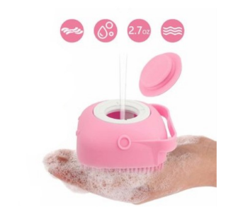 Silicon Bath Brush With Shampoo Dispenser- Pink in KSA