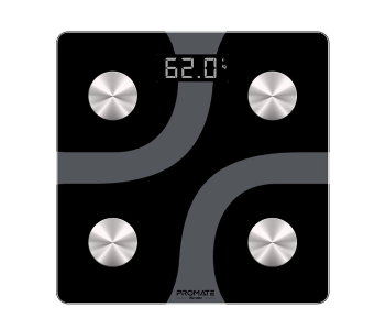 Promate ISCALE Smart Bluetooth Body Fat Bathroom Scale - Black in UAE