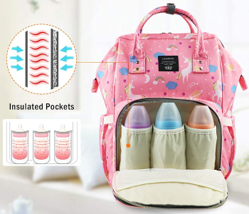 Diaper Bag Backpack For Mom And Dad Maternity Nappy Bags Large Capacity Unicorn Baby Diaper Bag - Pink in UAE