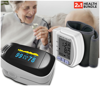Digital CK-102S Blood Pressure Monitor Sphygmomanometer With Wristband-White + Finger Tip Pulse Oximeter For Healthy Life in OMAN