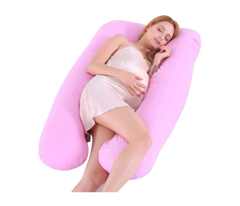 Express Delivery - ShowTop U Shaped Bedding Maternity Pillow for Pregnant Women with Removable Jersey - Pink - ID 83116