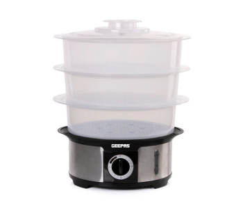 Express Delivery - Geepas GFS63025UK 12 Liter 3 Tier Food Steamer - Black - ID 83865