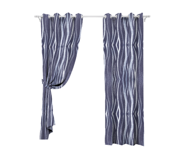 Express Delivery - Parry Life PLWC9964 Heavy Jacquard Fabric Fully Lined Eyelet Window Curtain  - Navy Blue - ID 85563