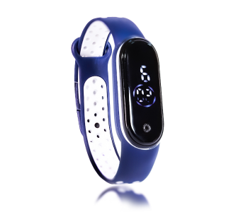 Express Delivery - Jongo Perfect OK Dot Strap Band LED Watch - Blue and White - ID 84240