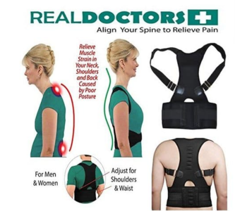 Real Doctors Back Posture Support Brace Large JA023-4 - Black in UAE