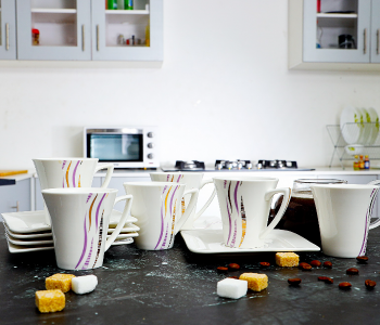Express Delivery - Royalford Rf4306 Bone China Porcelain Cup And Saucer 12 Pieces - ID 2476