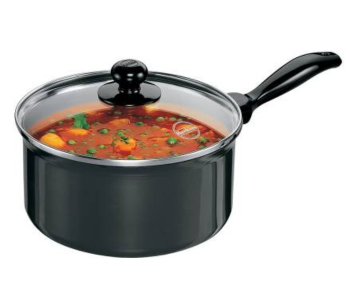 Express Delivery - Hawkins Futura Q82 3 Litre Hard Anodised Sauce Pan With Glass Lid - Black - ID 85633