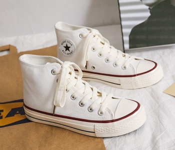 Express Delivery - Classical High Top EU 35 Canvas Sneakers - White - ID 86495