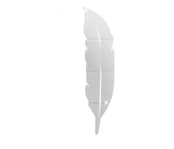 Beautiful Feather Shape 3D Mirror Wall Sticker - White in UAE