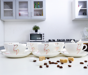 Royalford RF4307 Bone China Porcelain Cup & Saucer - 12 Pieces in UAE