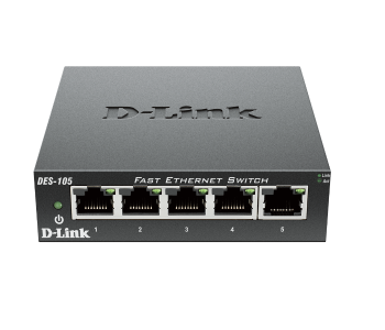 D-Link DL-SW-DES-105B 5-Port 10 By 100 Unmanaged Metal Desktop Switch - Black in OMAN