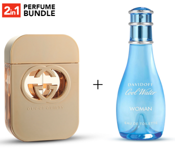 Gucci Guilty Eau De Toilette Spray For Women - 75ML + Davidoff Cool Water Eau De Toilette Spray For Women - 100 Ml in OMAN