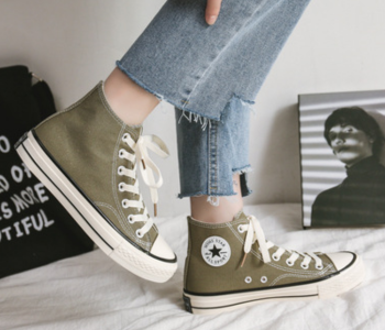 Express Delivery - Classical High Top EU 36 Canvas Sneakers - Green - ID 86502