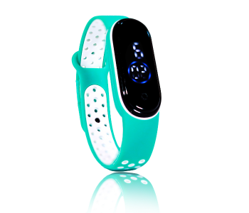 Express Delivery - Jongo Perfect OK Dot Strap Band LED Watch - Sky blue & White - ID 84236