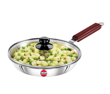 Hawkins Futura HW8006000 26cm Stainless Steel Tri Ply Frying Pan With Glass Lid - Silver in KSA