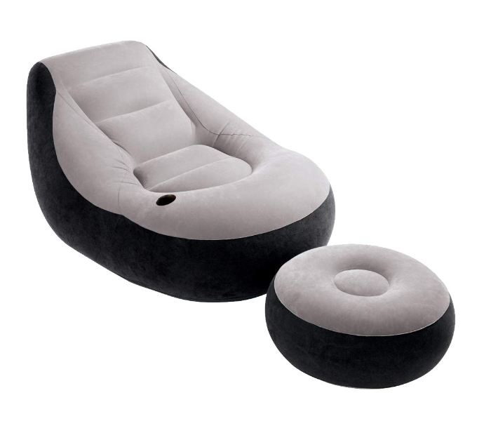 Express Delivery - Intex 68564 99x130x76cm Ultra Lounge Inflatable Chair With Footrest - Grey   - ID 90641