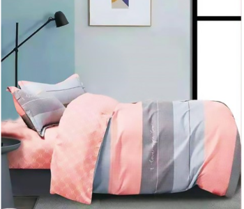 JA158-44 Cotton Double Size Bedsheet With Quilt Cover And Pillow Case 4 Pcs- Pink in KSA